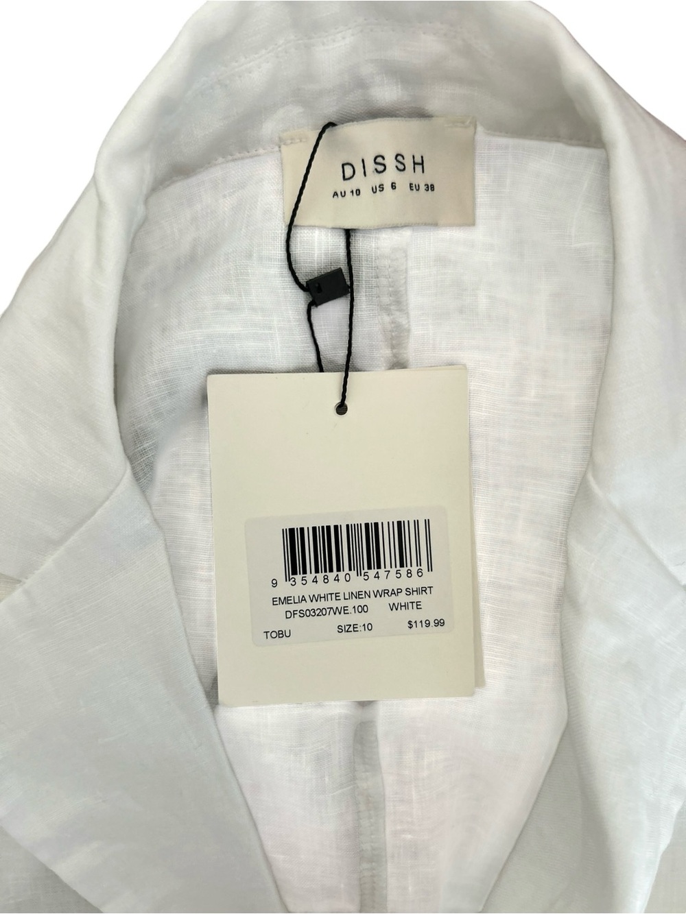 Dissh EMELIA White Linen Tie Relaxed Shirt Size US Size 6 NWT *Flaw - Picture 7 of 10